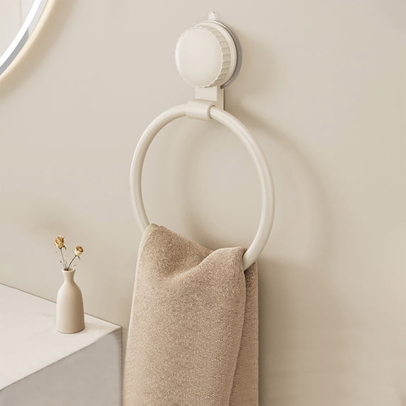 Towel Ring, Suction Cup Towel Holder, No Drill Installation Damage-Free, Wall Mounted Rack for Bath Towels, Renters and Homeowners