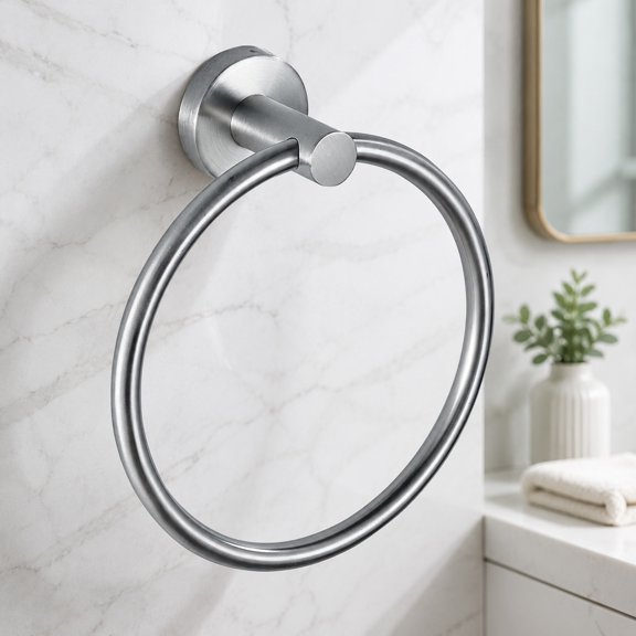Towel Ring Wall Mounted, Bathroom Hardware Accessories, Stainless Steel Round Towel Holder, Brushed Nickel Finish for Bathroom and Kitchen