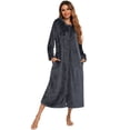 thumbnail image 1 of Towel Robe Women Hooded Plushy Zipper Robe, Fleece Cozy Warm Long Nightgown with Pockets Zipper Bathrobes Women Robe S-3 Gray M, 1 of 6