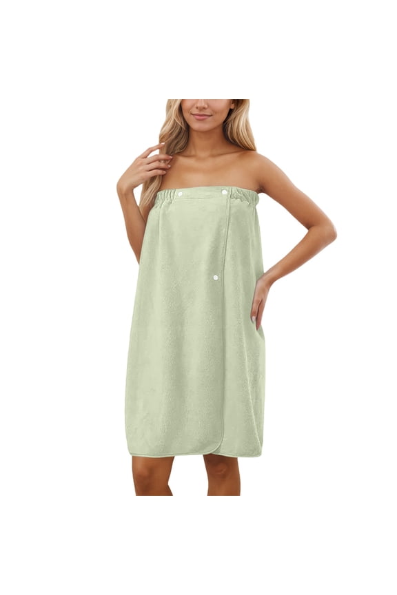 Towel Robe for Women Adjustable Beach Pool Cover Up Robe Towel Wrap Absorbent Shawl for Swim Cozy Warm Bathrobe Light Green
