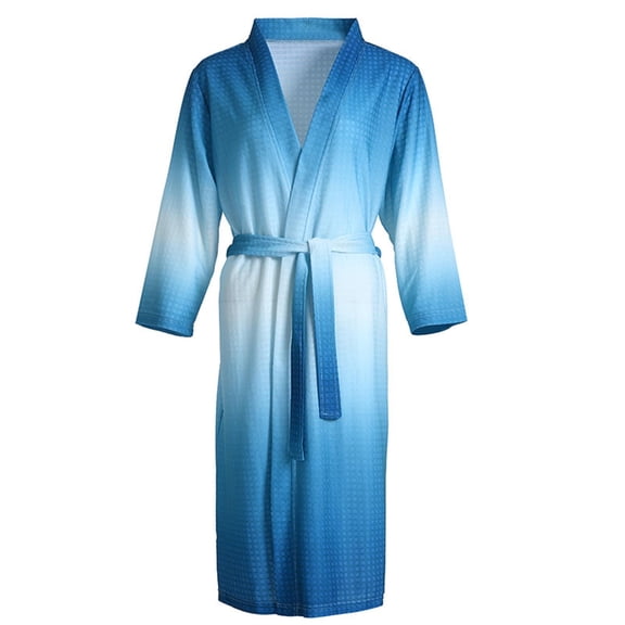Towel Robe for Women Elegant Bathrobe Soft Absorbent Gradient Color Kimono Spa Loungewear for Home and Hotel Use Robes Sleepwear Blue M
