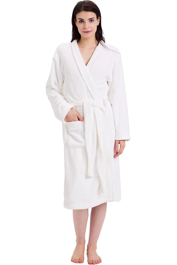 Towel Robe for Women Soft Absorbent Kimono Bathrobe Quick-Dry Spa Shower and Hotel Use Size Small Medium Color White