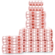 Sanmadrola Bath Towels Set of 8, 2 Bath Towels 2 Washcloths 4 Hand Towel -700 GSM High Absorbent Quick Dry Pink Bath Sheets for Bathroom,Gym,Hotel