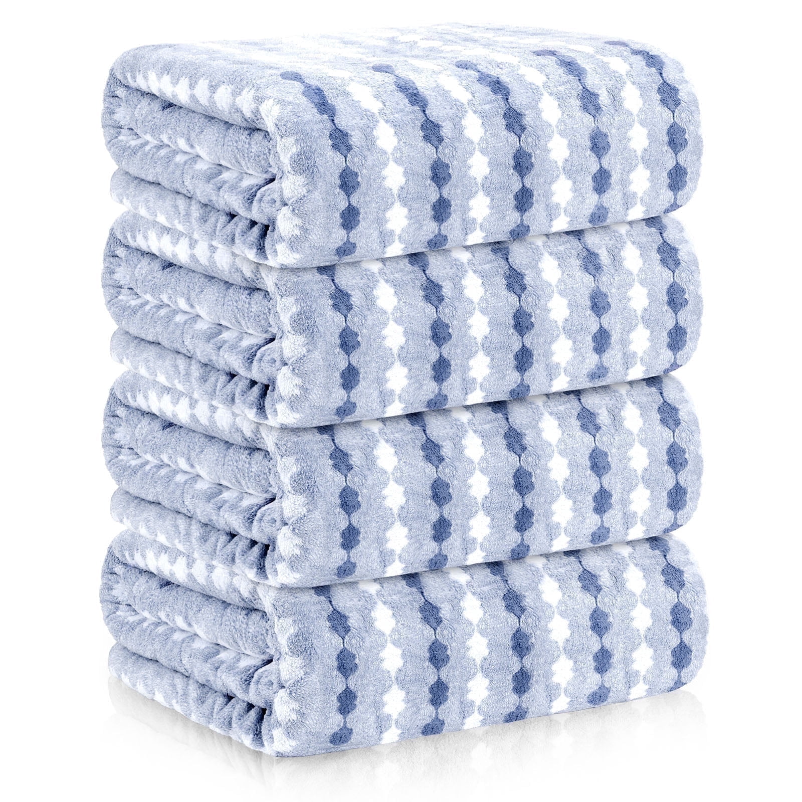 Sanmadrola Bath Towels Set, 35x70 Inch 4 Pieces Large Shower Towels -700 GSM High Absorbent Quick Dry Blue Bath Sheets for Bathroom, Gym, Hotel