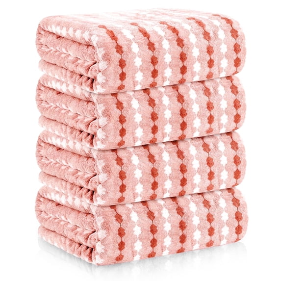 Sanmadrola Bath Towels Set, 35x70 Inch 4 Pieces Large Shower Towels -700 GSM 100% Cotton High Absorbent Quick Dry Pink Bath Sheets for Bathroom, Gym, Hotel