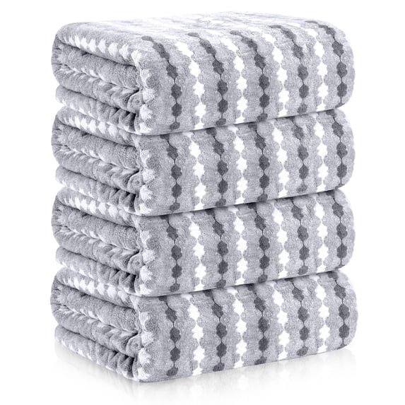 Sanmadrola Bath Towels Set, 35x70 Inch 4 Pieces Large Shower Towels -700 GSM 100% Cotton High Absorbent Quick Dry Gray Bath Sheets for Bathroom, Gym, Hotel