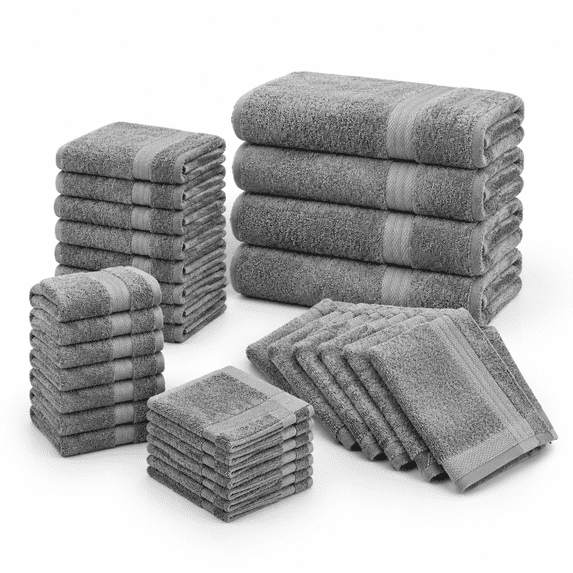 Towel Set Soft Absorbent Quick Dryton 24 Piece - Grey - Walmart.com