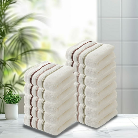 Towel Set of 12 - Soft Yellow Absorbent Towels for Household, Hand Drying, Gym, Beauty Spa, and Hair Care Routines