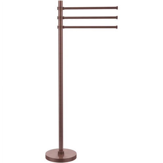 Towel Stand with 3 Pivoting 12 Inch Arms - Antique Copper / Dotted