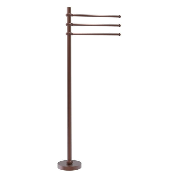 Towel Stand with 3 Pivoting 12 Inch Arms - Antique Copper / Twisted