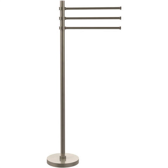 Towel Stand with 3 Pivoting 12 Inch Arms - Antique Pewter / Dotted