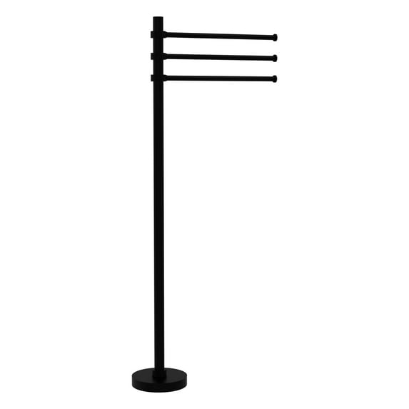Towel Stand with 3 Pivoting 12 Inch Arms - Matte Black / Grooved