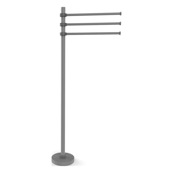 Towel Stand with 3 Pivoting 12 Inch Arms - Matte Gray / Dotted