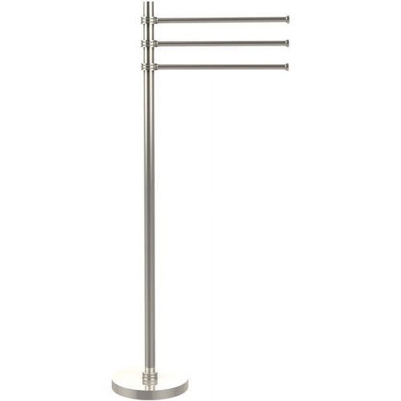 Towel Stand with 3 Pivoting 12 Inch Arms - Polished Nickel / Dotted