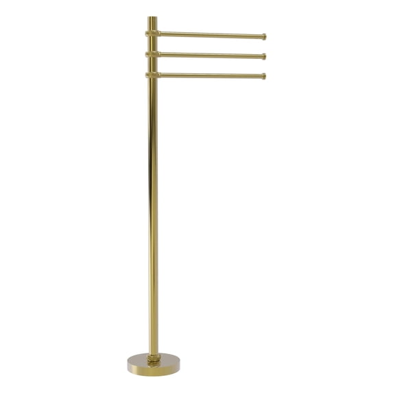 Towel Stand with 3 Pivoting 12 Inch Arms - Unlacquered Brass / Twisted