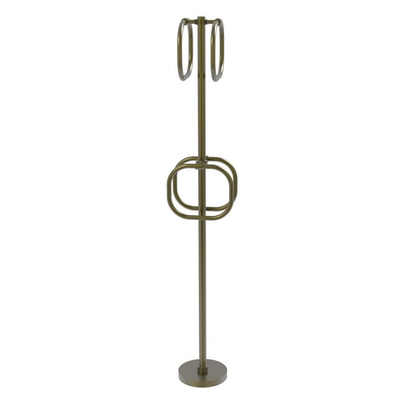 Towel Stand with 4 Integrated Towel Rings - Antique Brass / Dotted