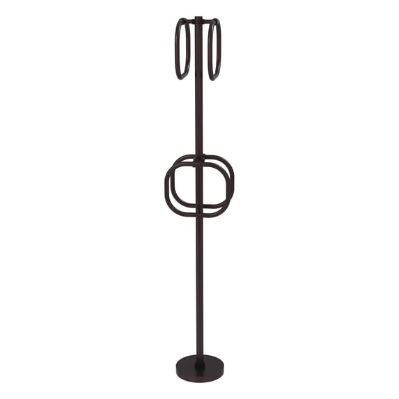 Towel Stand with 4 Integrated Towel Rings - Antique Bronze / Dotted