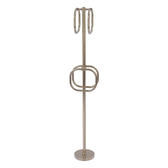 Towel Stand with 4 Integrated Towel Rings - Antique Pewter / Grooved