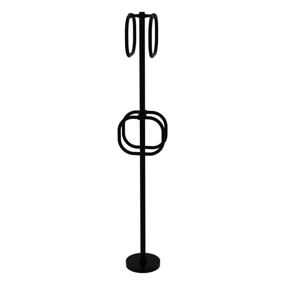 Towel Stand with 4 Integrated Towel Rings - Matte Black / Grooved