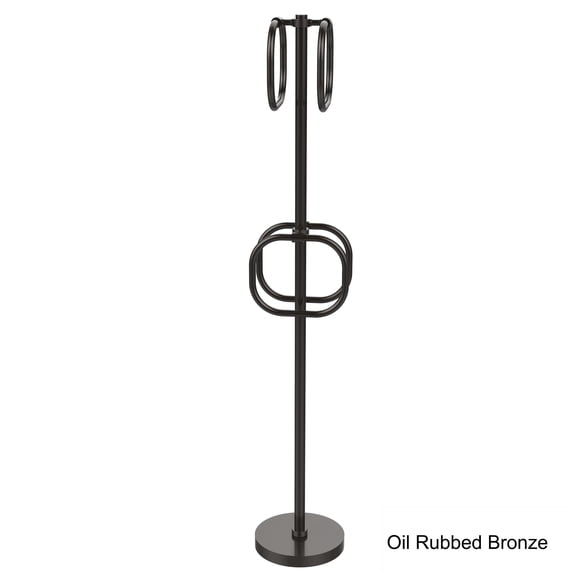 Towel Stand with 4 Integrated Towel Rings - Oil Rubbed Bronze / Grooved