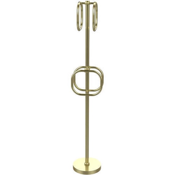 Towel Stand with 4 Integrated Towel Rings - Satin Brass / Twisted