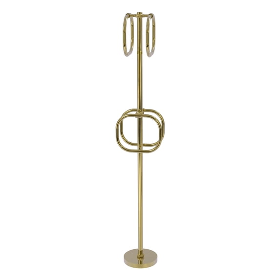 Towel Stand with 4 Integrated Towel Rings - Unlacquered Brass / Twisted