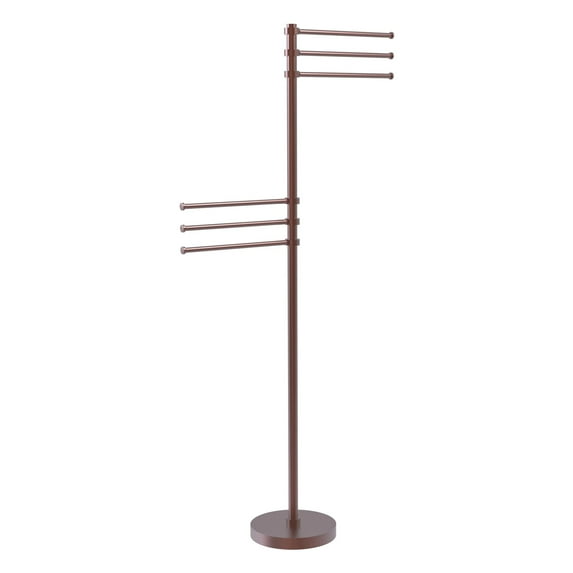 Towel Stand with 6 Pivoting 12 Inch Arms - Antique Copper / Smooth