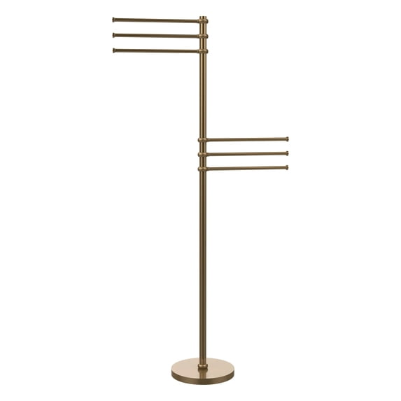Towel Stand with 6 Pivoting 12 Inch Arms - Brushed Bronze / Twisted