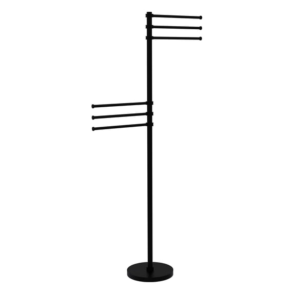 Towel Stand with 6 Pivoting 12 Inch Arms - Matte Black / Dotted