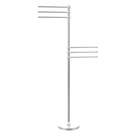 Towel Stand with 6 Pivoting 12 Inch Arms - Polished Chrome / Twisted
