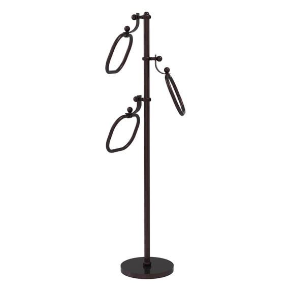 Towel Stand with 9 Inch Oval Towel Rings - Antique Bronze / Twisted
