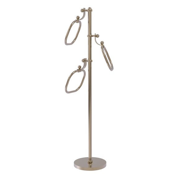 Towel Stand with 9 Inch Oval Towel Rings - Antique Pewter / Twisted