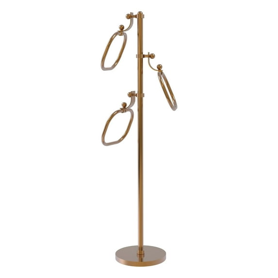 Towel Stand with 9 Inch Oval Towel Rings - Brushed Bronze / Grooved