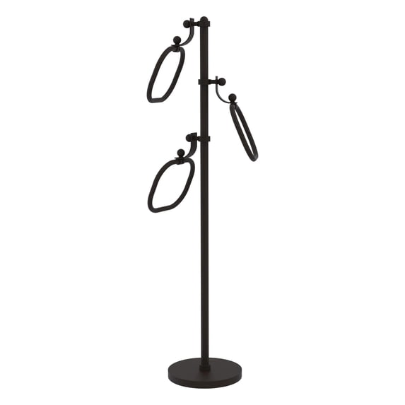 Towel Stand with 9 Inch Oval Towel Rings - Oil Rubbed Bronze / Grooved