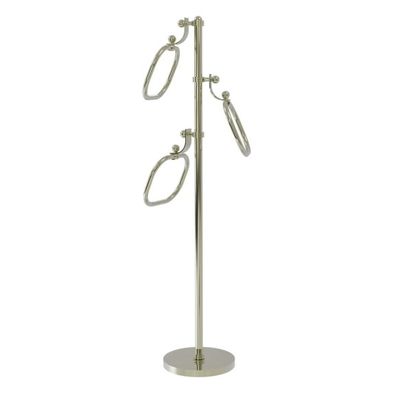 Towel Stand with 9 Inch Oval Towel Rings - Polished Nickel / Dotted
