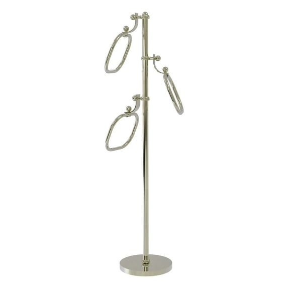 Towel Stand with 9 Inch Oval Towel Rings - Polished Nickel / Twisted