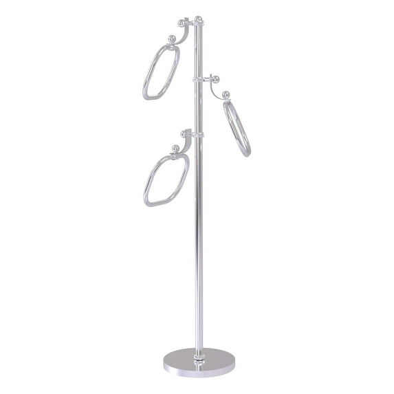 Towel Stand with 9 Inch Oval Towel Rings - Satin Chrome / Twisted