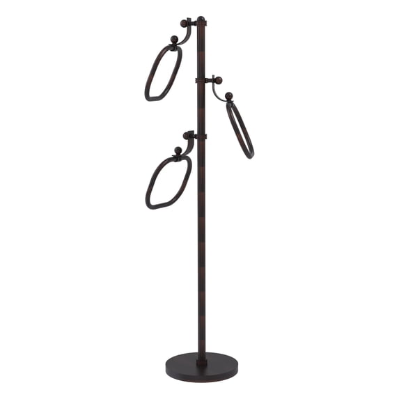 Towel Stand with 9 Inch Oval Towel Rings - Venetian Bronze / Dotted