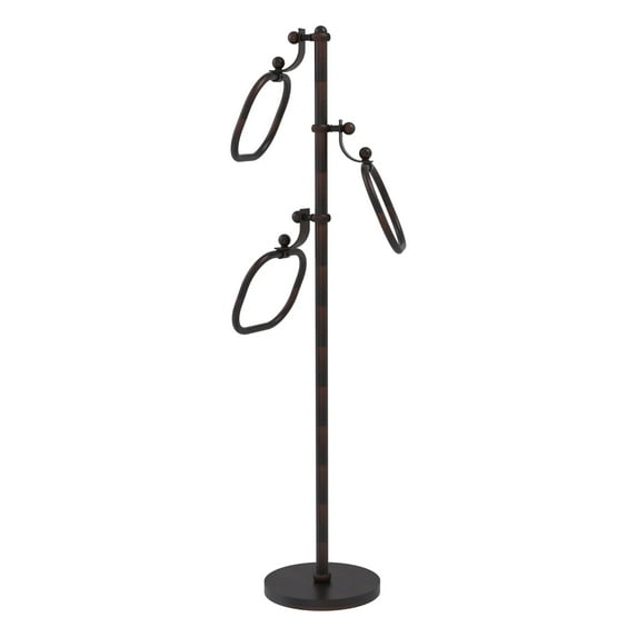 Towel Stand with 9 Inch Oval Towel Rings - Venetian Bronze / Twisted
