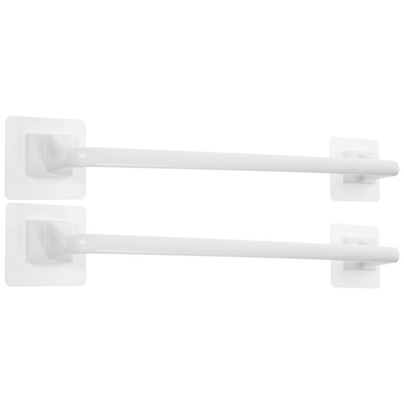 Towel Storage Rack 2Pcs Punch Free Towel Storage Rack Plastic Bath Towel Rod Towel Holder Bathroom Accessories (Long Style, White)
