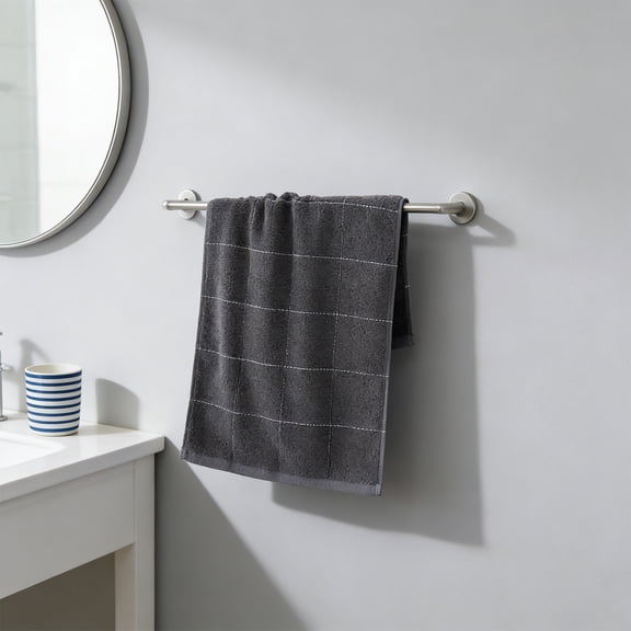 Towel, Thickened Absorbent, High-Density Cotton or Microfiber, Reactive Dye Print, Unisex, Home & Travel, Face/Hand/Hair Towel, Soft, Quick-Drying, Durable, Kid-Safe Dark Gray