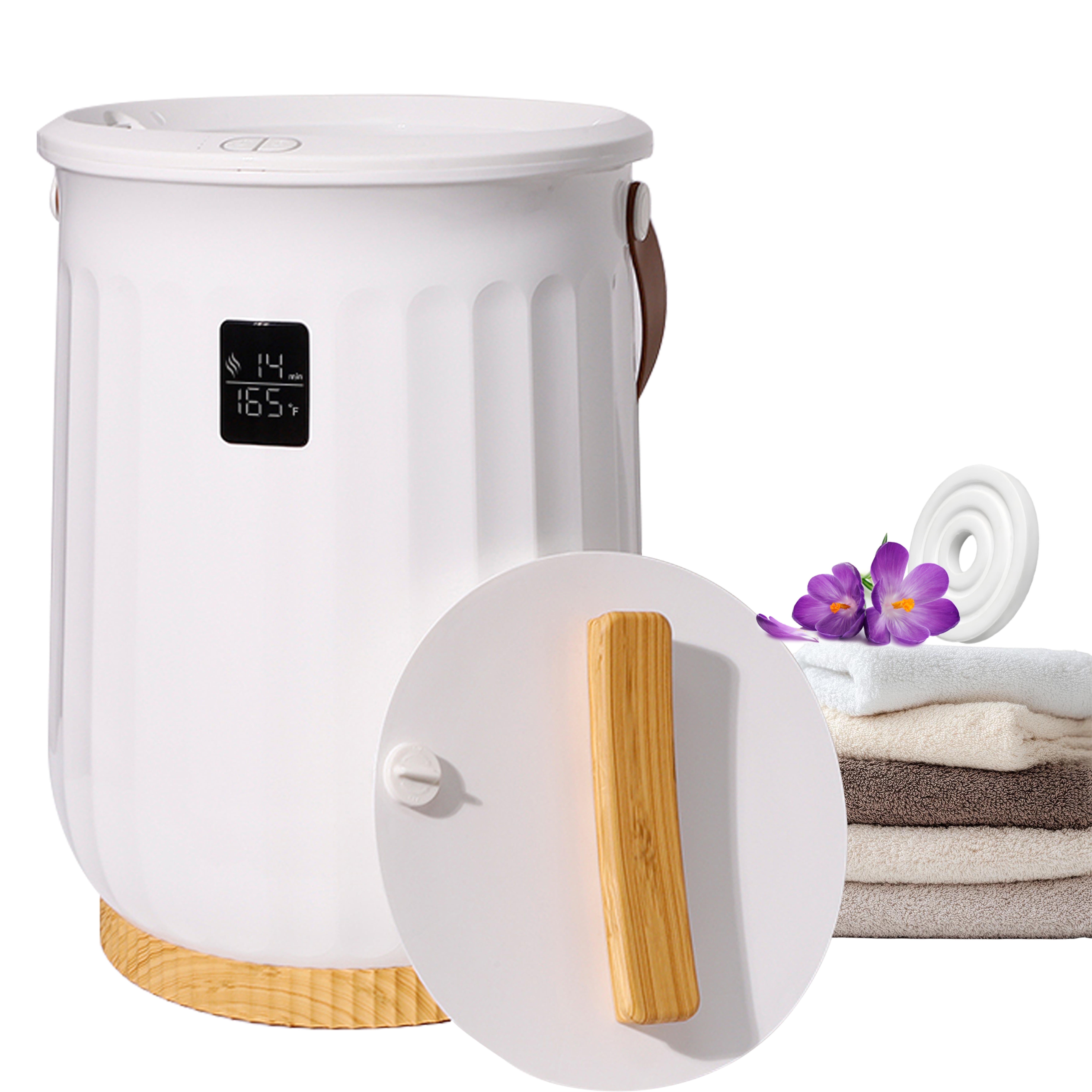 Towel Warmer 20L Electric Towel Warmers, Ajustable Timer, Child Safety Lock, Fragrance Holder, Fits Up to Two 40"X70" Oversized Towels, White