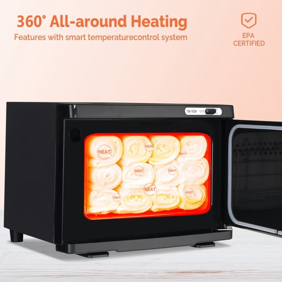 Towel Warmer Cabinet with Door and Steel Rack, Bath Towel Warmer Heating Use with Removable Tray, for Facial Spa, Hair Beauty, Salon Equipment and Home, Black