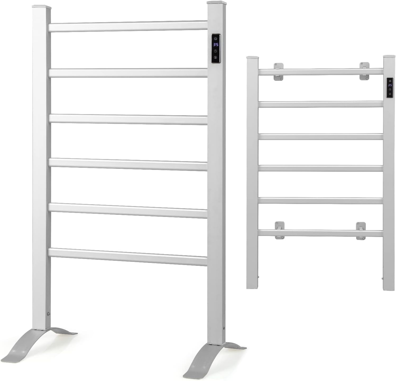 Towel Warmer, Freestanding & Wall Mounting 6 Bars Heated Towel Rack w