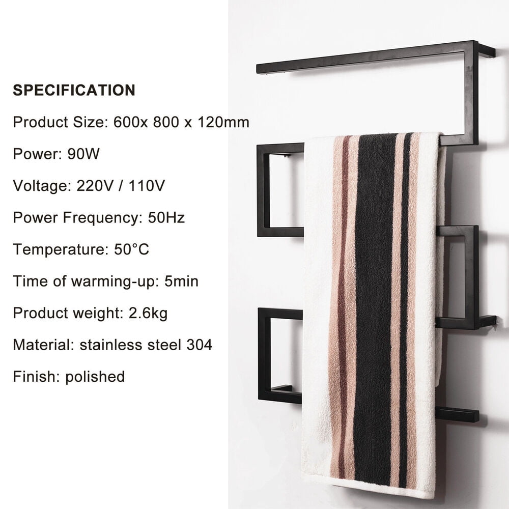 Towel Warmer Plug-in Heated Towel Rack Bath Towel Drying Rack S-Shaped ...