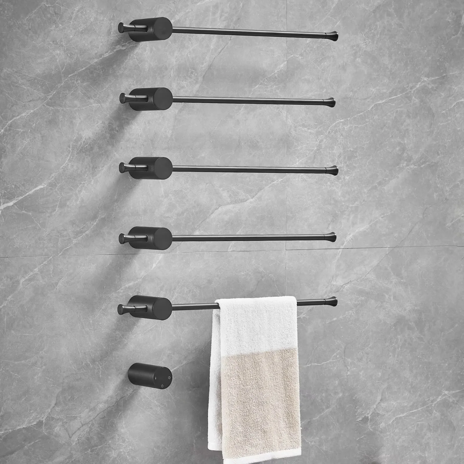 Design Towel Radiator Towel Warmer Rack, Black 5-Bar Aluminum Alloy, Heated Towel Bar for ...