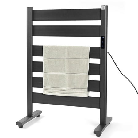 Towel Warmer Rack, Heated Towel Racks for Bathroom, 6-Bar, Upgraded Extra-Wide Heating Area, Built-In Timer and Temperature Adjustment, Large Free-Standing Heated Towel Rack,Matte Black
