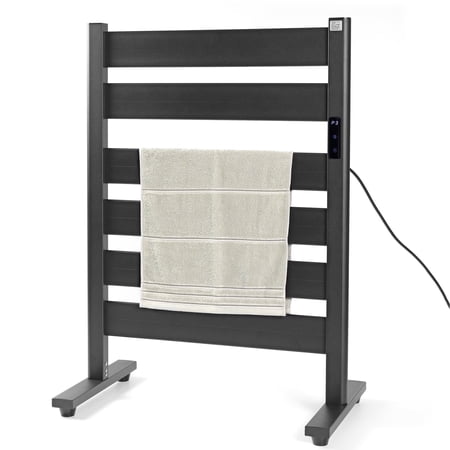 Towel Warmer Rack, Heated Towel Racks for Bathroom, 6-Bar, Upgraded Extra-Wide Heating Area, Built-In Timer and Temperature Adjustment, Large Free-Standing Heated Towel Rack,Matte Black