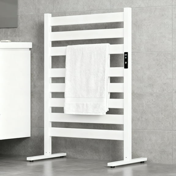 Towel Warmer Rack, Heated Towel Racks for Bathroom, With Timer and Temperature Adjustment, Overheat Protection Function, 8 Heating Rods, Freestanding Towel Warmer White