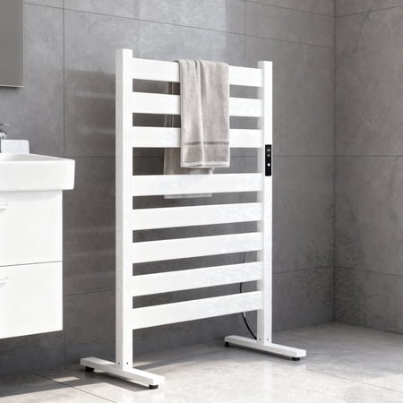 Towel Warmers for Bathroom, Heated Towel Racks, 8-Bar, Upgraded Extra-Wide Heating Area, Temperature Adjustment, Large Free-Standing Heated, White